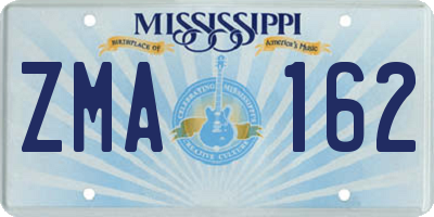 MS license plate ZMA162