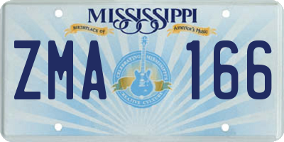 MS license plate ZMA166