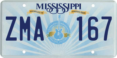 MS license plate ZMA167