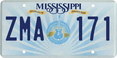 MS license plate ZMA171