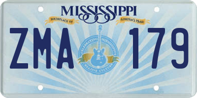 MS license plate ZMA179