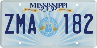 MS license plate ZMA182
