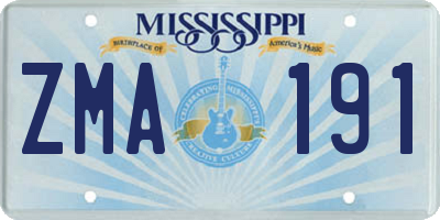 MS license plate ZMA191