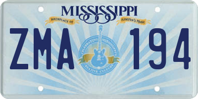 MS license plate ZMA194