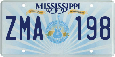 MS license plate ZMA198