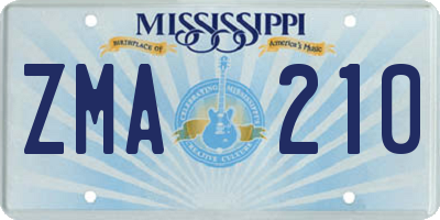 MS license plate ZMA210
