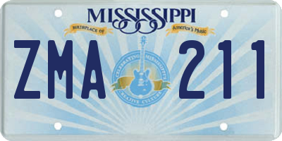 MS license plate ZMA211