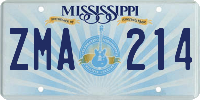 MS license plate ZMA214