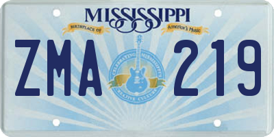 MS license plate ZMA219