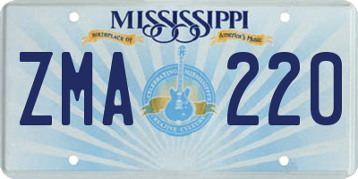MS license plate ZMA220