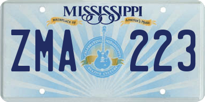 MS license plate ZMA223