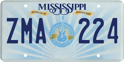 MS license plate ZMA224