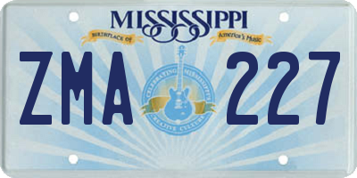 MS license plate ZMA227