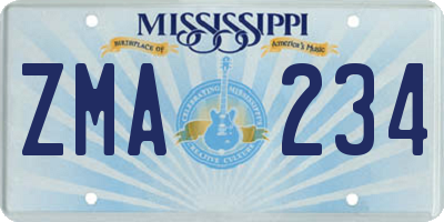 MS license plate ZMA234