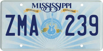 MS license plate ZMA239