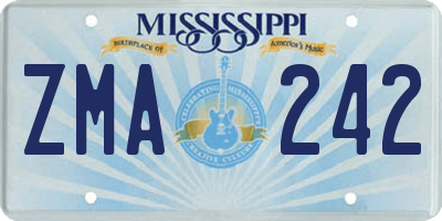 MS license plate ZMA242