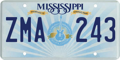 MS license plate ZMA243