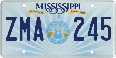 MS license plate ZMA245