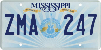MS license plate ZMA247