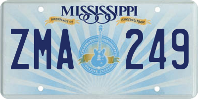 MS license plate ZMA249