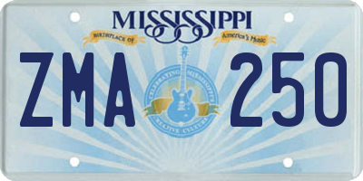 MS license plate ZMA250