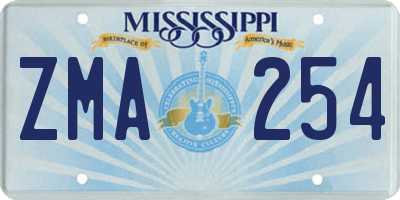 MS license plate ZMA254