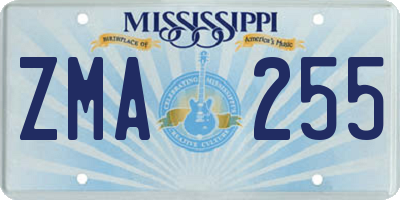 MS license plate ZMA255