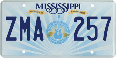 MS license plate ZMA257