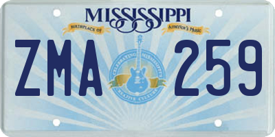 MS license plate ZMA259