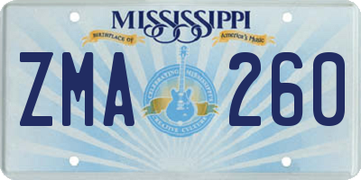 MS license plate ZMA260