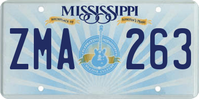 MS license plate ZMA263