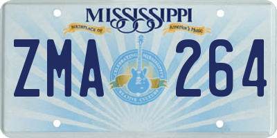MS license plate ZMA264