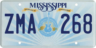 MS license plate ZMA268