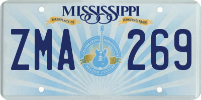 MS license plate ZMA269