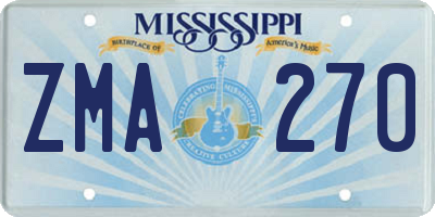 MS license plate ZMA270