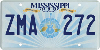 MS license plate ZMA272