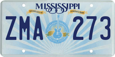 MS license plate ZMA273