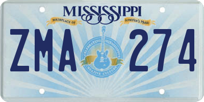 MS license plate ZMA274