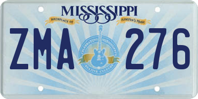 MS license plate ZMA276