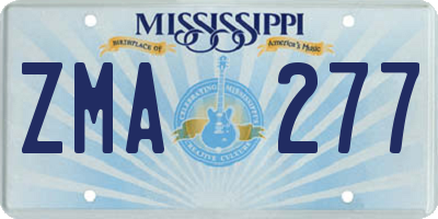 MS license plate ZMA277