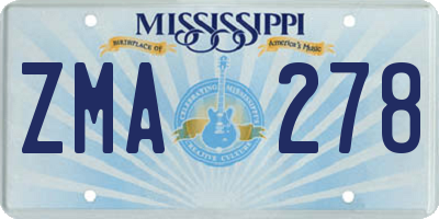 MS license plate ZMA278