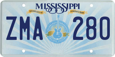 MS license plate ZMA280