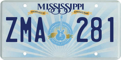 MS license plate ZMA281