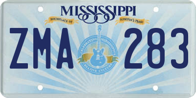 MS license plate ZMA283