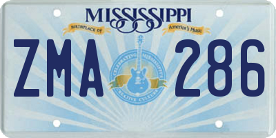 MS license plate ZMA286
