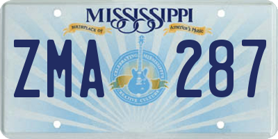 MS license plate ZMA287