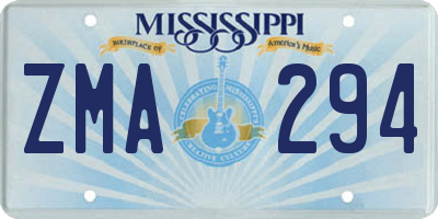 MS license plate ZMA294