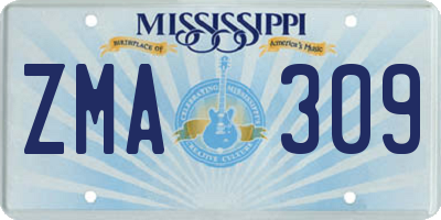 MS license plate ZMA309