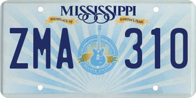 MS license plate ZMA310
