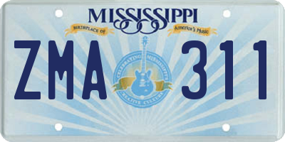 MS license plate ZMA311